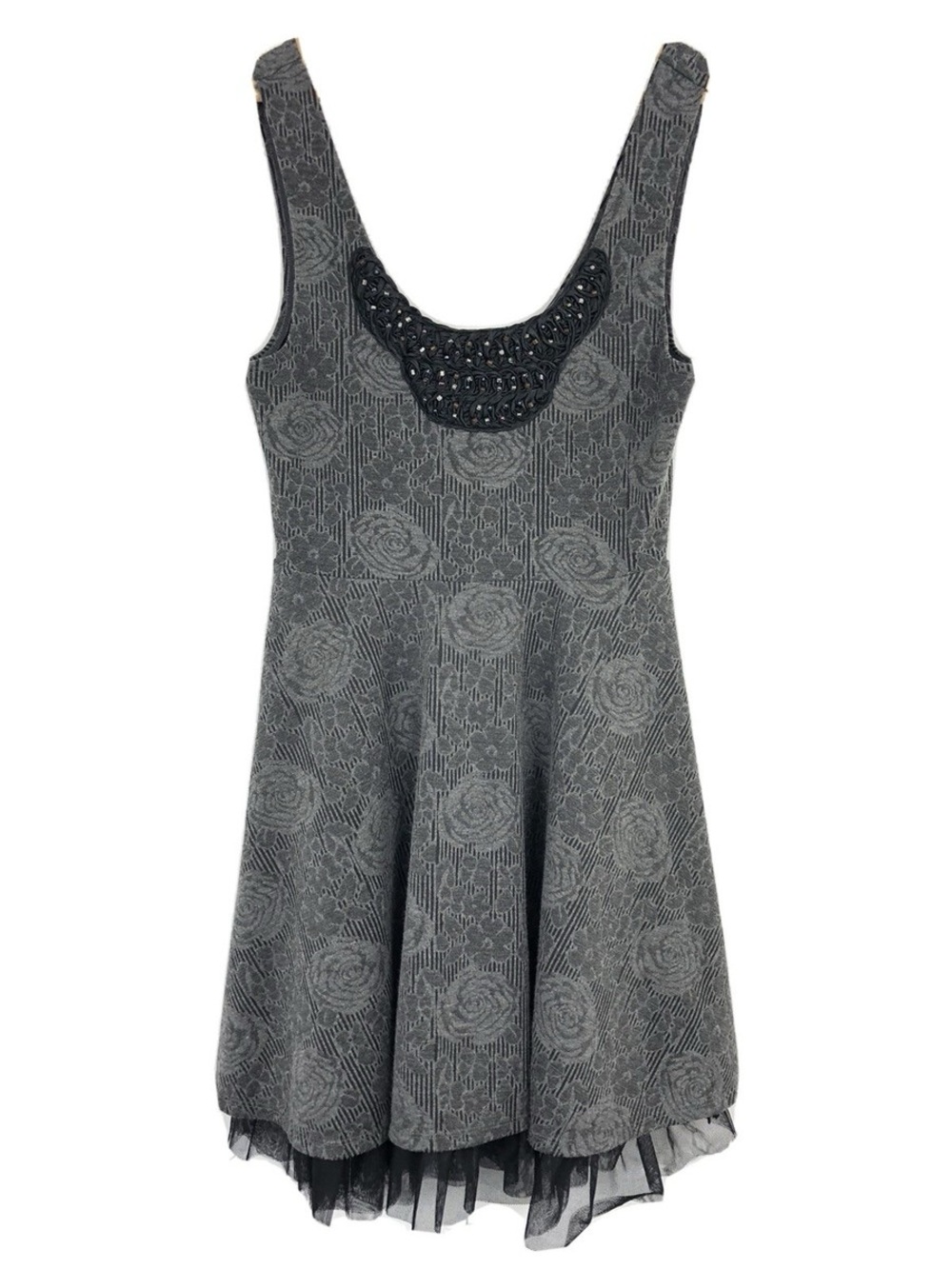 Free People Rock Princess Gray Jacquard Fit and Flare Mini Dress | Size S | NWOT - Picture 2 of 5